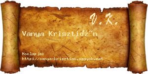 Vanya Krisztián névjegykártya